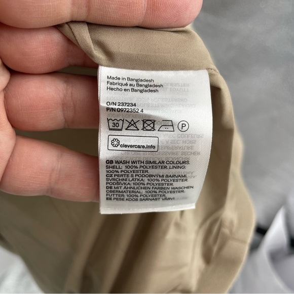 H&M Straight Cut Coat Sz XS beige mid length peacoat - Picture 7 of 7